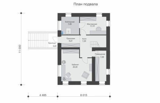 Одноэтажный дом с подвалом, мансардой, балконом и вторым светом